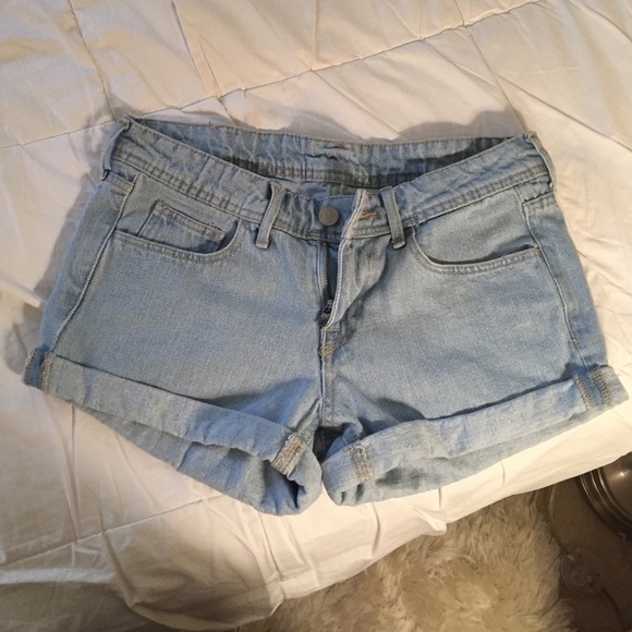 Light-wash jean shorts