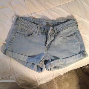 Light-wash jean shorts