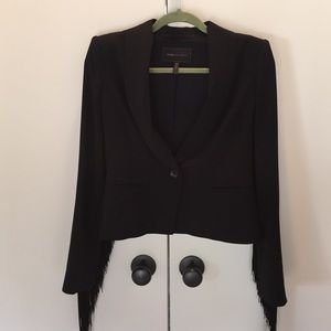 BCBG Maxazaria Memphis black fringe blazer jacket