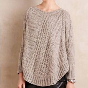 Anthropologie Cable Knit Poncho Sweater