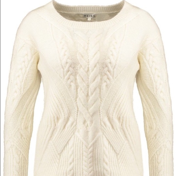 Reiss Size Small Ivory "Maia" Cable-Knit sweater