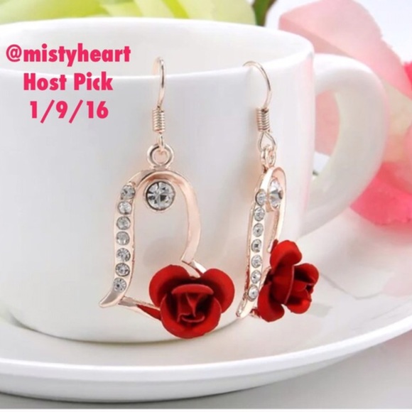 Rose Dangle Earrings - Picture 4 of 5