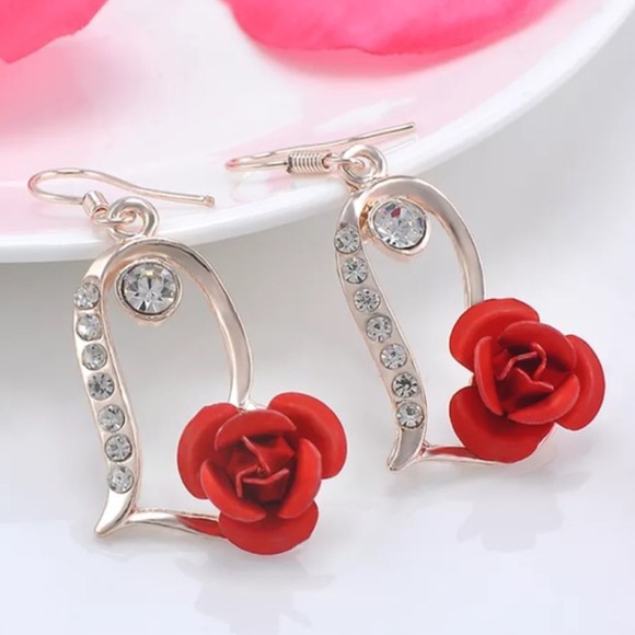 Rose Dangle Earrings - Picture 3 of 5