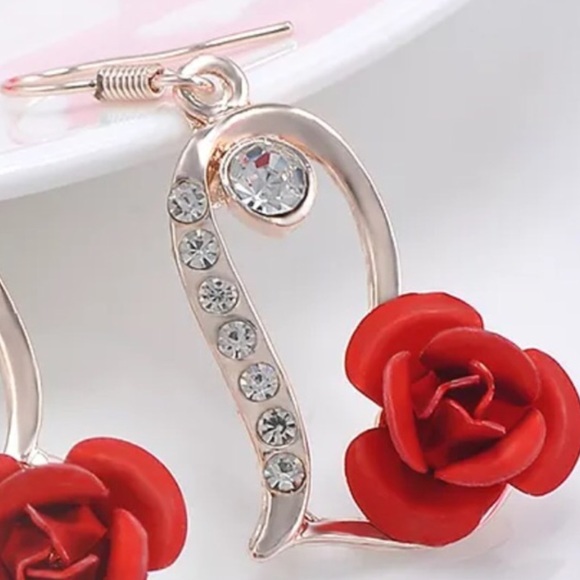 Rose Dangle Earrings - Picture 5 of 5