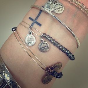 Alex and Ani Smoke Beaded Bangle Bracelet