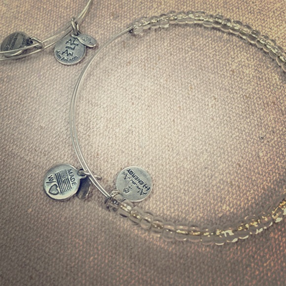 Alex and Ani Clear Glass Beaded Bangle Bracelet