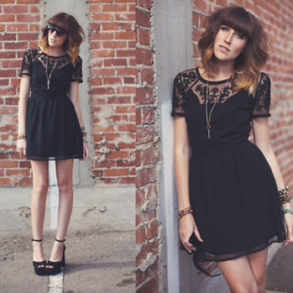Urban Outfitters Black Dress w/ Lace Detail