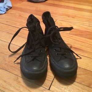 all black high top converse