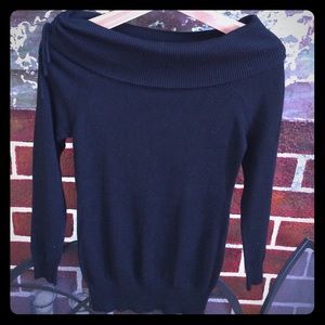 Wet Seal off shoulder black top juniors SZ L