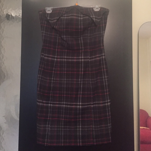 Plaid strapless dress