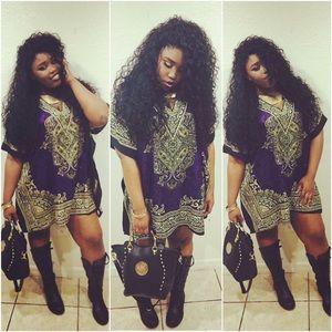 Purple and gold tunic dress