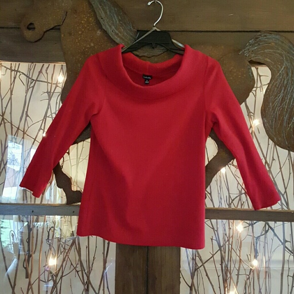 Red cowl neck sweater