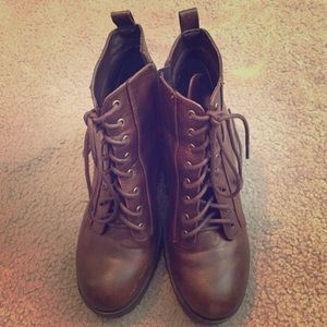 Charlotte Russe brown heel ankle booties