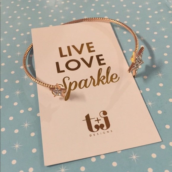 Cute!! Czech Crystal Stars 14K Rose Gold Bracelet!