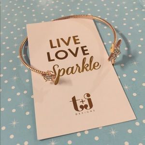 Cute!! Czech Crystal Stars 14K Rose Gold Bracelet!