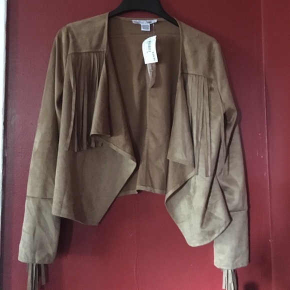 NWT faux suede fringe jacket