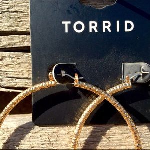 Torrid Gold Tone Textured Hoop Earrings