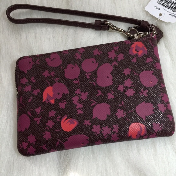 Coach Floral Print Leather Wristlet - Picture 2 of 4
