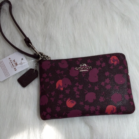 Coach Floral Print Leather Wristlet - Picture 3 of 4
