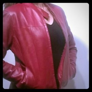 Women's Genuine Leather Red Jacket