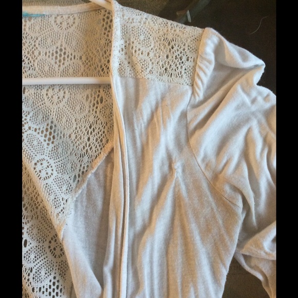 Cream With Lace-Backed Cardigan