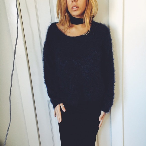WINTER CLEARANCE SALE Navy Blue Fuzzy Sweater