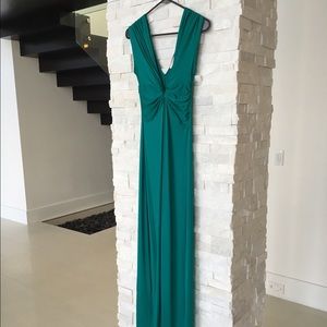 Green Maxi Dress with deep v front and back. Small