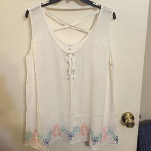 White embroidered tank!