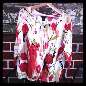 Lane Bryant floral 3/4 sleeve cardigan SZ 18-20