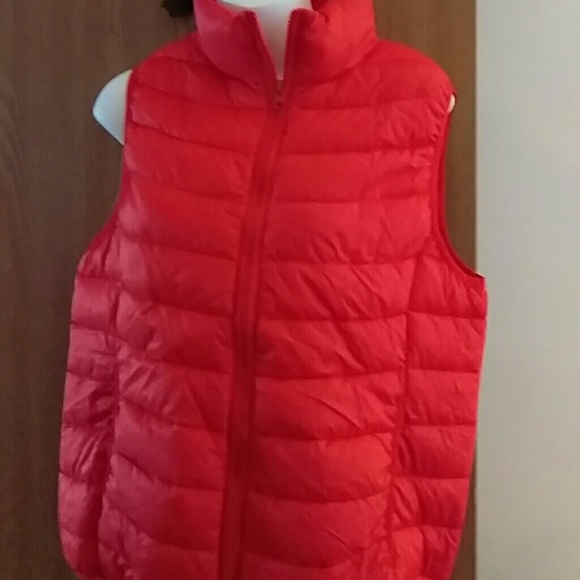 Red puff vest