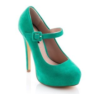 Shoemint Molly green suede pumps