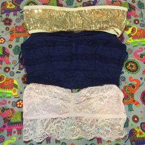 ❌SOLD❌ Lace and sequined bandeau bundle!