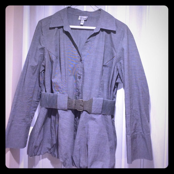 Gray button down with belt