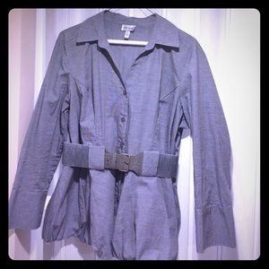 Gray button down with belt
