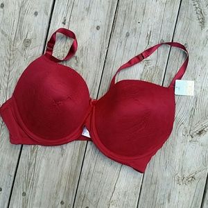 SIMPLE BASICS Red bra size 38D Brand NWOT