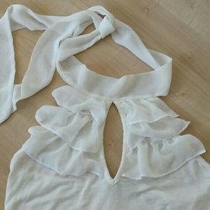 LAST CHANCE Halter with Ruffles & Keyhole Cutout