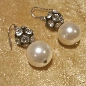 WOMENS DROP EARRINGS~SIMULATED PEARL & RHINESTONES~ NEW~🎁🎄Christmas Present🎁