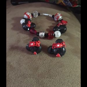 Handmade Mickey Mouse earrings and bracelet