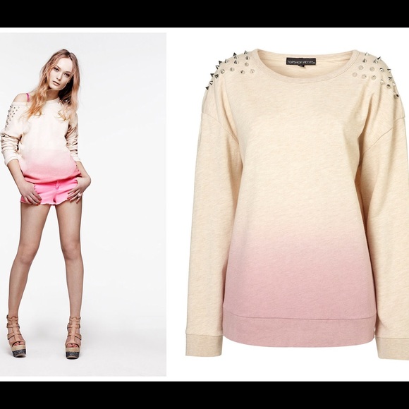 Topshop Tops - SALE TopShop Ombré Spiked Sweatshirt