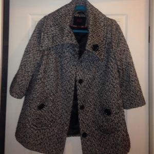 Black and White Tweed Coat