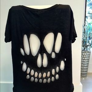Black custom Skull Cutout T-shirt Size Small