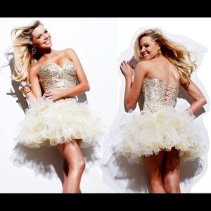 New Sherri Hill minidress Ivory/Gold Size 2