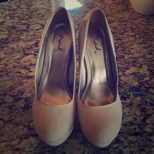 Nude suede heels