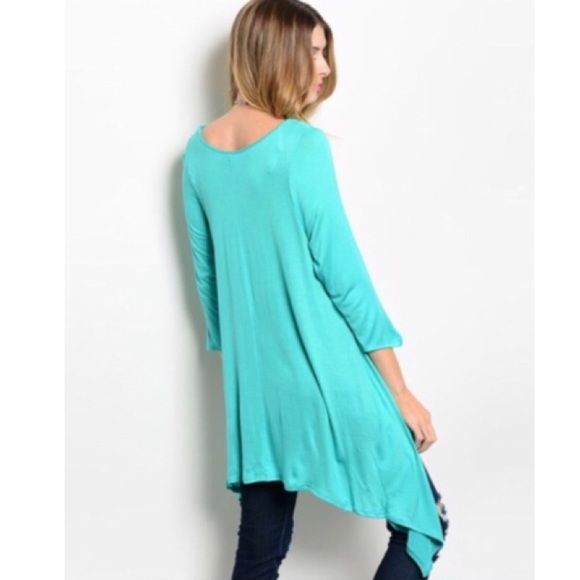 ASYMMETRICAL TURQUOISE TUNIC - Picture 2 of 2