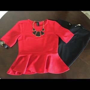 H&M red peplum shirt