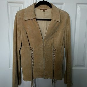 Arden B. Tan Suede Leather Jacket large