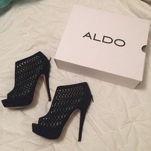 ALDO black peep toe heels.
