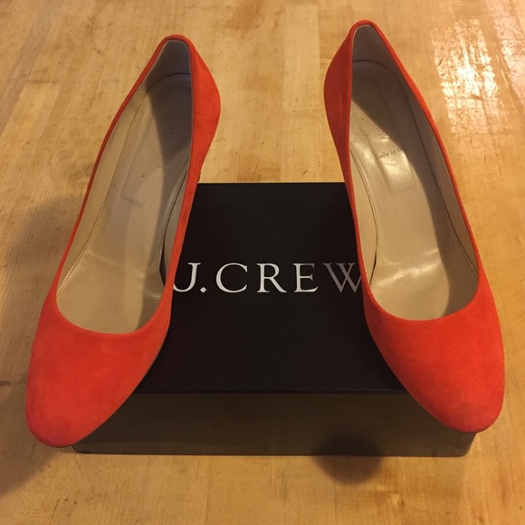 Flame Red Suede J Crew Wedges Size 11