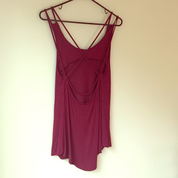 American Dream strappy back Burgundy top.