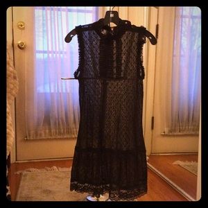 Free People Black Lace Ruffle Top Dress Tunic XS